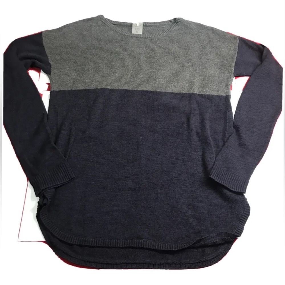 Calia navy BLUE GRAY long SWEATER Carrie Underwood Cotton Rayon Flowy Medium Med